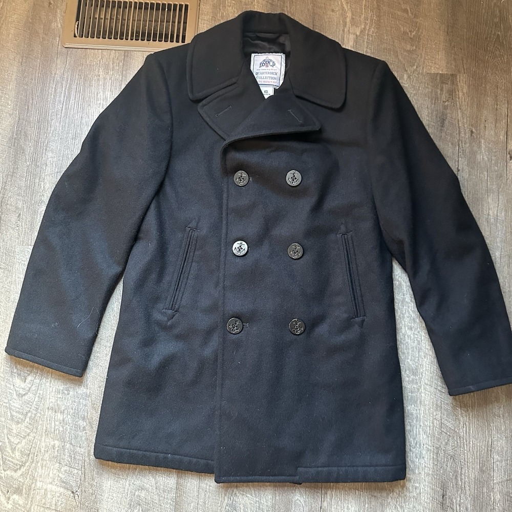 DSCP Quarterdeck‎ Collections US Navy Black Wool Pea Coat Military Jacket Sz 40L